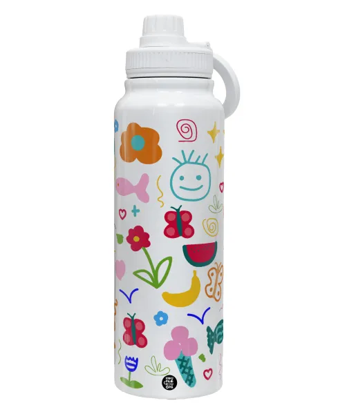 Παιδική φαντασία — 1L Stainless Steel Thermal Bottle with Phone Holder & Double Wall Insulation