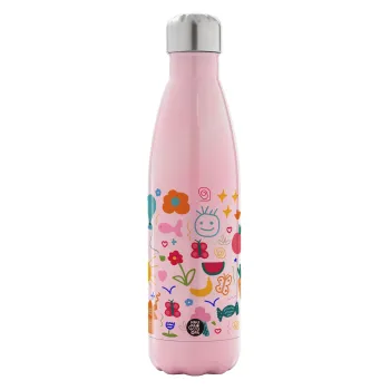 Παιδική φαντασία, Metal mug thermos Pink Iridiscent (Stainless steel), double wall, 500ml