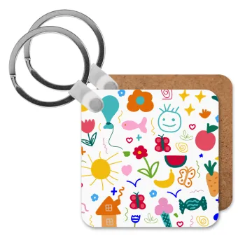 Παιδική φαντασία, Μπρελόκ Ξύλινο τετράγωνο MDF