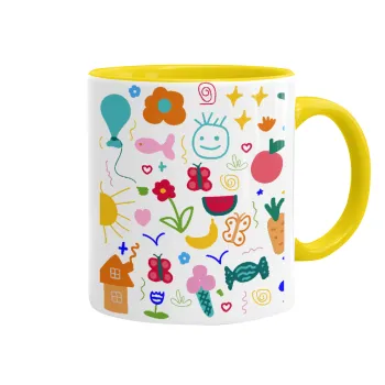 Παιδική φαντασία, Mug colored yellow, ceramic, 330ml