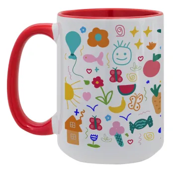 Παιδική φαντασία, Κούπα Mega 15oz, κεραμική Κόκκινη, 450ml