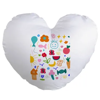 Παιδική φαντασία, Μαξιλάρι καναπέ καρδιά 40x40cm περιέχεται το  γέμισμα