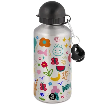 Παιδική φαντασία, Metallic water jug, Silver, aluminum 500ml