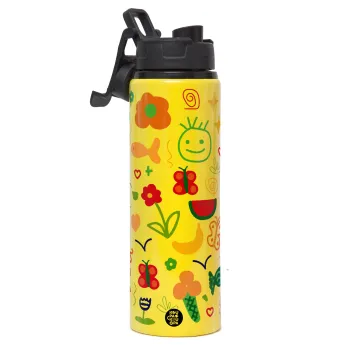 Παιδική φαντασία, Μεταλλικό παγούρι νερού με καπάκι ασφαλείας, αλουμινίου 850ml