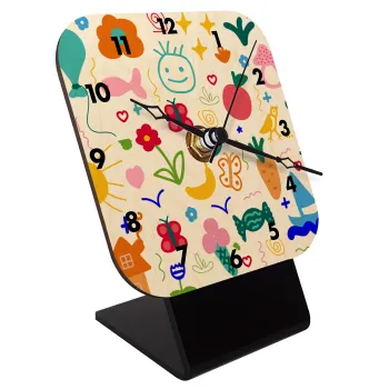 Παιδική φαντασία, Quartz Table clock in natural wood (10cm)