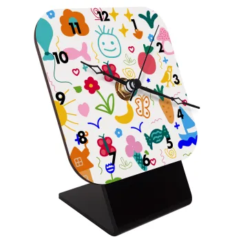 Παιδική φαντασία, Επιτραπέζιο ρολόι ξύλινο με δείκτες (10cm)