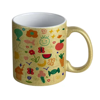 Παιδική φαντασία, Κούπα Χρυσή Glitter που γυαλίζει, κεραμική, 330ml