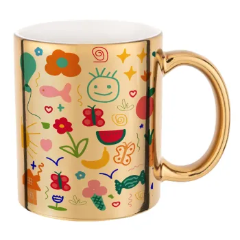 Παιδική φαντασία, Mug ceramic, gold mirror, 330ml