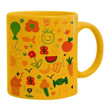 Παιδική φαντασία, Κούπα, κεραμική κίτρινη, 330ml
