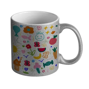 Παιδική φαντασία, Κούπα Ασημένια Glitter που γυαλίζει, κεραμική, 330ml