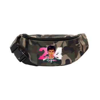 Squid game 456 Gi-Hun, Unisex waist bag (banana) in Jungle camouflage color with 2 pockets