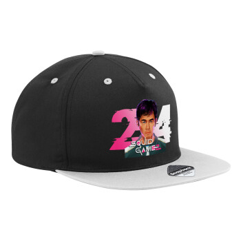 Squid game 456 Gi-Hun, Καπέλο Ενηλίκων Flat Snapback Μαύρο/Γκρι, (100% ΒΑΜΒΑΚΕΡΟ TWILL, ΕΝΗΛΙΚΩΝ, UNISEX, ONE SIZE)