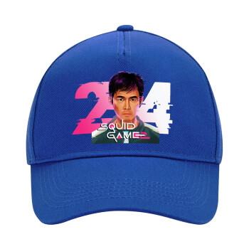 Squid game 456 Gi-Hun, Καπέλο Ενηλίκων Ultimate ΜΠΛΕ, (100% ΒΑΜΒΑΚΕΡΟ DRILL, ΕΝΗΛΙΚΩΝ, UNISEX, ONE SIZE)