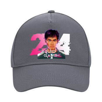 Squid game 456 Gi-Hun, Καπέλο Ενηλίκων Ultimate Γκρι, (100% ΒΑΜΒΑΚΕΡΟ DRILL, ΕΝΗΛΙΚΩΝ, UNISEX, ONE SIZE)