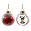 Transparent Christmas tree ball ornament with red filling 8cm