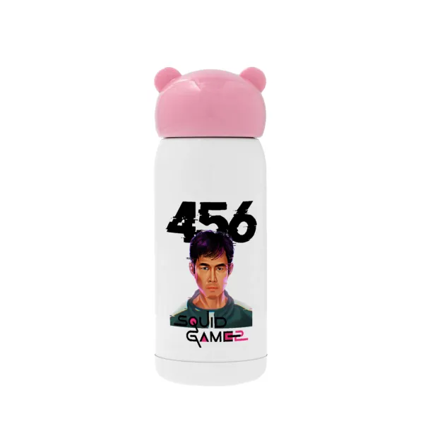 Squid game 456 Gi-Hun — Pink stainless steel thermal flask, 320ml