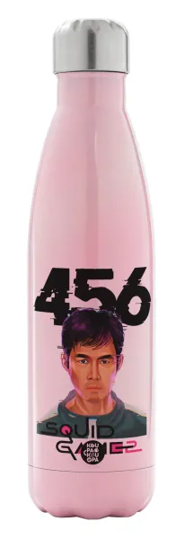 Squid game 456 Gi-Hun — Metal mug thermos Pink Iridiscent (Stainless steel), double wall, 500ml