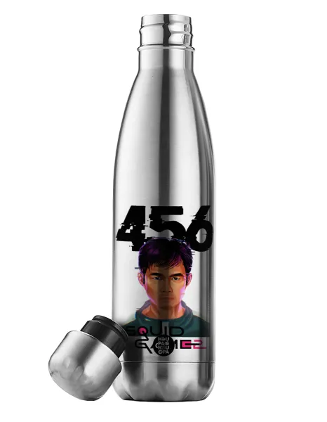 Squid game 456 Gi-Hun — Μεταλλικό παγούρι θερμός Inox (Stainless steel), διπλού τοιχώματος, 500ml