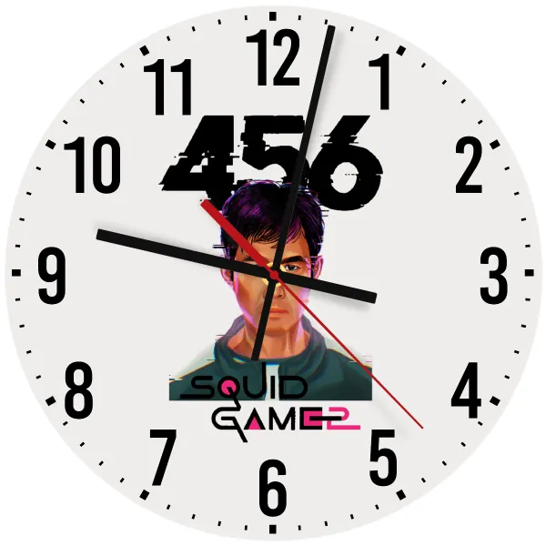 Squid game 456 Gi-Hun — Ρολόι τοίχου ξύλινο 30cm