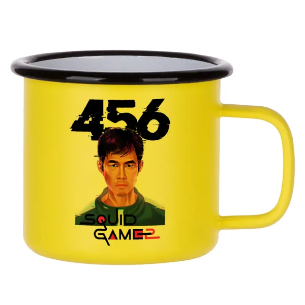 Squid game 456 Gi-Hun — Metallic enamel MATT Yellow cup 360ml