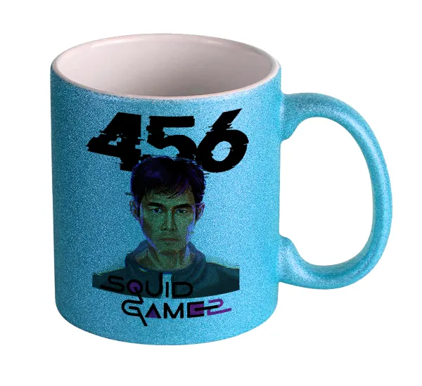 Squid game 456 Gi-Hun — Κούπα Σιέλ Glitter που γυαλίζει, κεραμική, 330ml