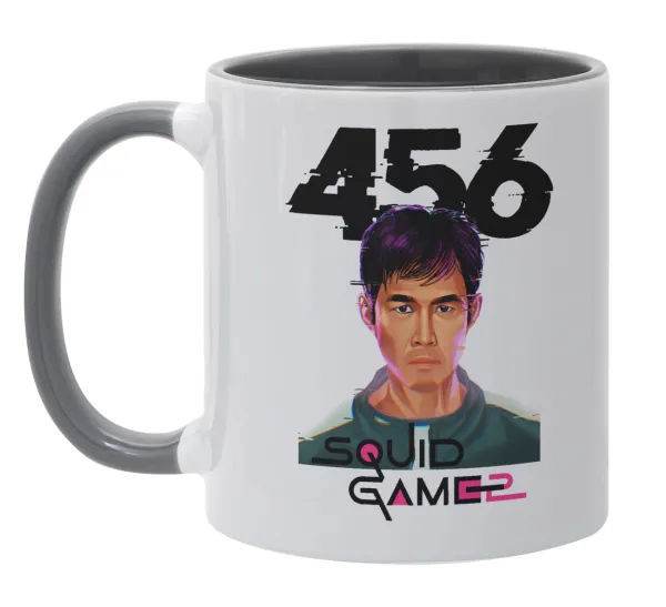 Squid game 456 Gi-Hun — Κούπα χρωματιστή γκρι, κεραμική, 330ml