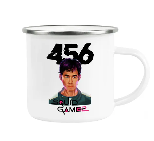 Squid game 456 Gi-Hun — Κούπα Μεταλλική εμαγιέ λευκη 360ml
