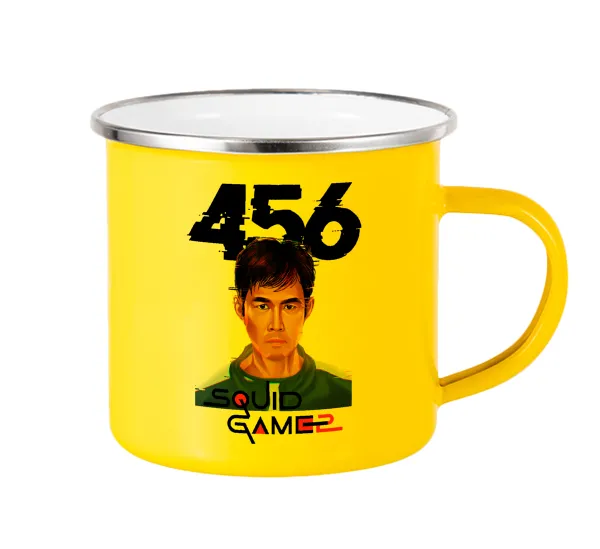 Squid game 456 Gi-Hun — Κούπα Μεταλλική εμαγιέ Κίτρινη 360ml