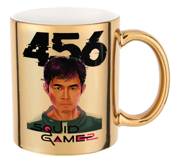 Squid game 456 Gi-Hun — Mug ceramic, gold mirror, 330ml