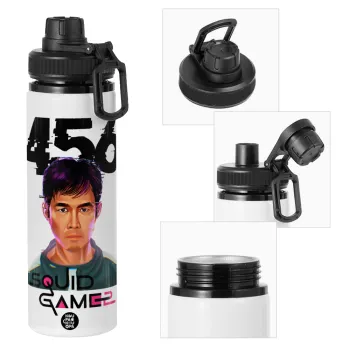 Squid game 456 Gi-Hun, Μεταλλικό παγούρι νερού με καπάκι ασφαλείας, αλουμινίου 850ml