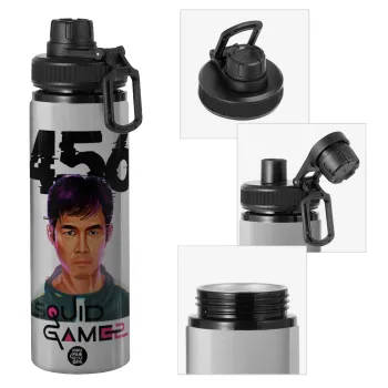 Squid game 456 Gi-Hun, Metallic water bottle with safety cap, 850ml aluminum