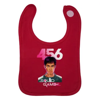 Squid game 456 Gi-Hun, Σαλιάρα με Σκρατς Κόκκινη 100% Organic Cotton (0-18 months)