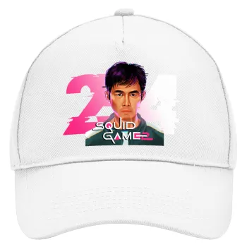 Squid game 456 Gi-Hun, Καπέλο Ενηλίκων Baseball, Drill, Λευκό (100% ΒΑΜΒΑΚΕΡΟ, ΕΝΗΛΙΚΩΝ, UNISEX, ONE SIZE)