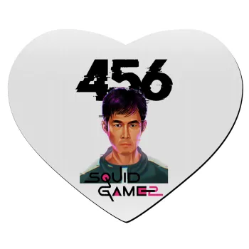 Squid game 456 Gi-Hun, Mousepad heart 23x20cm