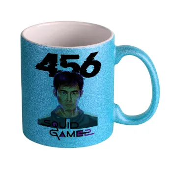 Squid game 456 Gi-Hun, Κούπα Σιέλ Glitter που γυαλίζει, κεραμική, 330ml