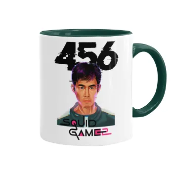 Squid game 456 Gi-Hun, Κούπα χρωματιστή πράσινη, κεραμική, 330ml