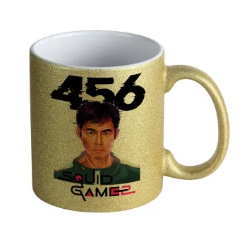 Squid game 456 Gi-Hun, Κούπα Χρυσή Glitter που γυαλίζει, κεραμική, 330ml