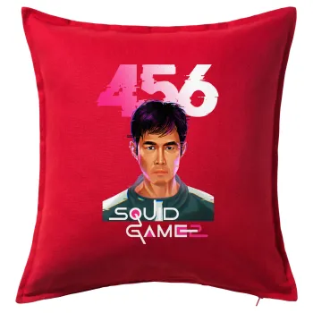 Squid game 456 Gi-Hun, Μαξιλάρι καναπέ Κόκκινο 100% βαμβάκι, περιέχεται το γέμισμα (50x50cm)