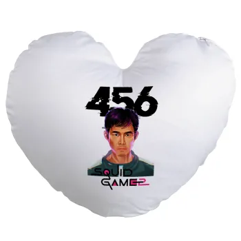 Squid game 456 Gi-Hun, Μαξιλάρι καναπέ καρδιά 40x40cm περιέχεται το  γέμισμα