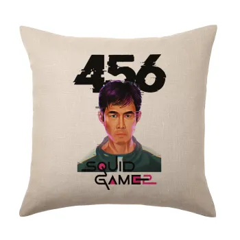 Squid game 456 Gi-Hun, Μαξιλάρι καναπέ ΛΙΝΟ 40x40cm περιέχεται το  γέμισμα