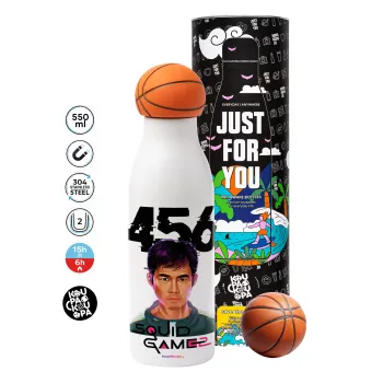 Squid game 456 Gi-Hun, Bascetball Metal mug thermos, double wall, 550ml