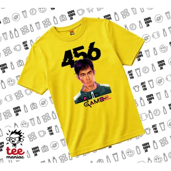 Squid game 456 Gi-Hun, yellow childrens T-Shirt made of 100% cotton, for every day. Vegan & OEKO-TEX certified.