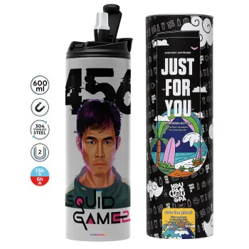 Squid game 456 Gi-Hun, Tumbler stainless steel GREY 600ml