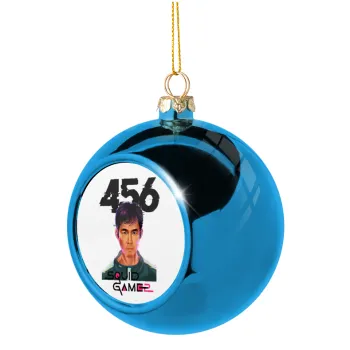 Squid game 456 Gi-Hun, Στολίδι Χριστουγεννιάτικη μπάλα δένδρου Μπλε 8cm