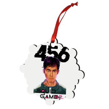 Squid game 456 Gi-Hun, Στολίδι Χριστουγεννιάτικο στολίδι snowflake ξύλινο 7.5cm
