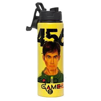 Squid game 456 Gi-Hun, Μεταλλικό παγούρι νερού με καπάκι ασφαλείας, αλουμινίου 850ml