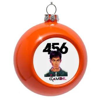 Squid game 456 Gi-Hun, Στολίδι Χριστουγεννιάτικη μπάλα δένδρου Πορτοκαλί 8cm