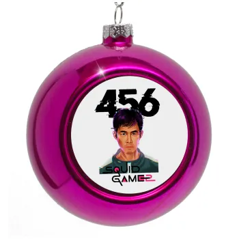 Squid game 456 Gi-Hun, Στολίδι Χριστουγεννιάτικη μπάλα δένδρου Μωβ 8cm