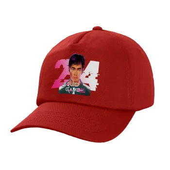 Squid game 456 Gi-Hun, Children's Baseball Cap, 100% Cotton Twill, Red (COTTON, CHILDREN'S, UNISEX, ONE SIZE)