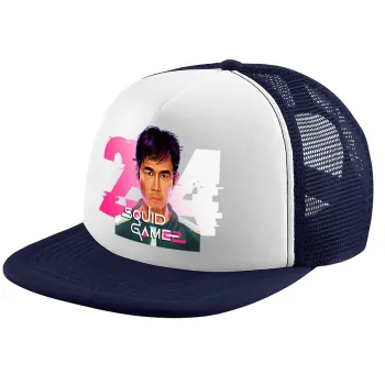 Squid game 456 Gi-Hun, Children's Soft Trucker Cap with Dark Blue/White Mesh (POLYESTER, CHILDREN, ONE SIZE)